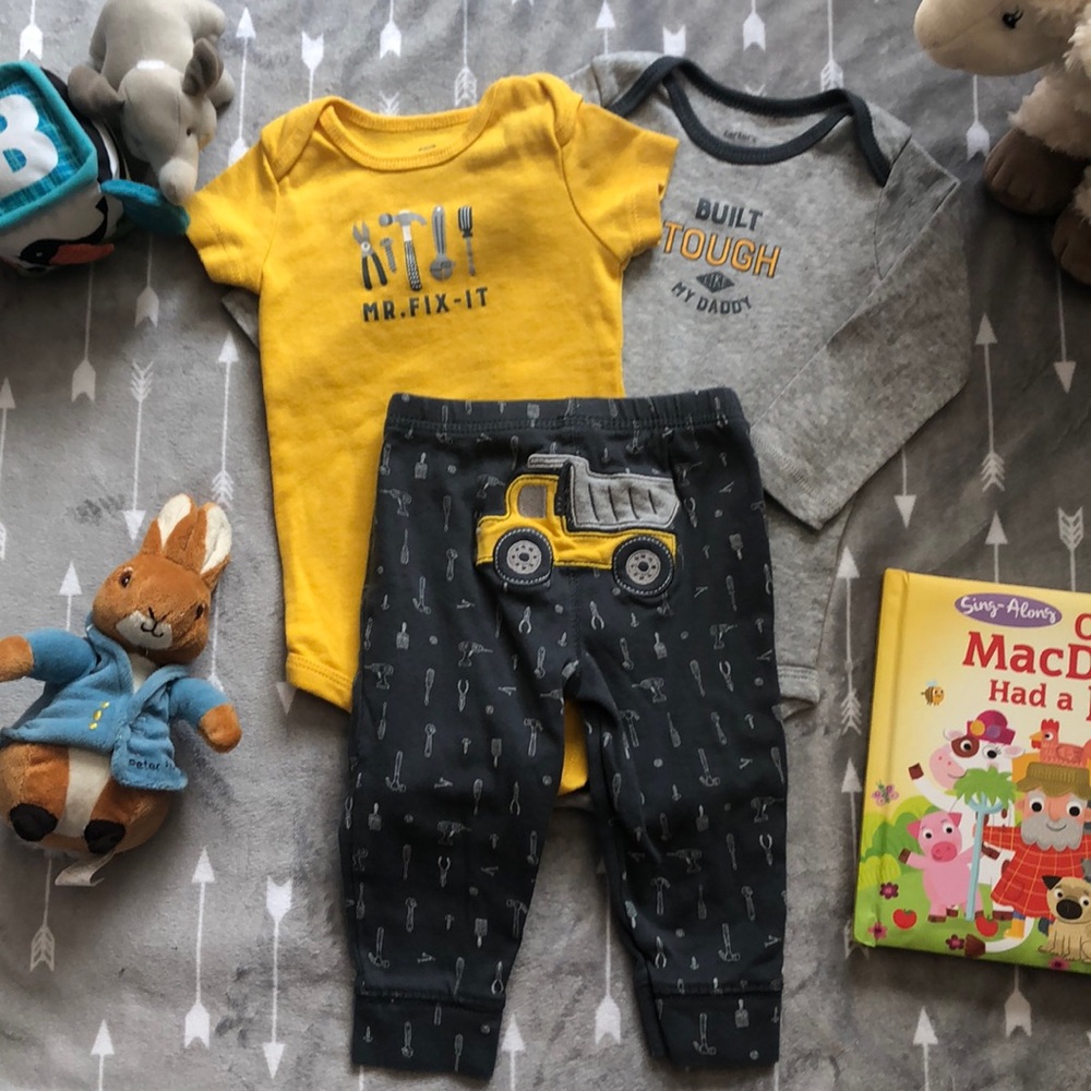 🚚BABY BOY CATER’S TRUCK YELLOW/GRAY BUNDLE!